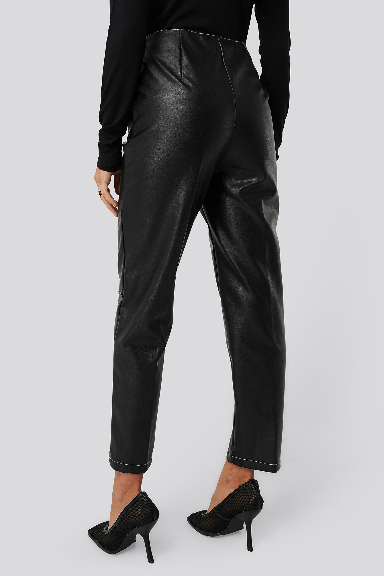 Faux Leather Front Seam Pants Black | na-kdlounge.com