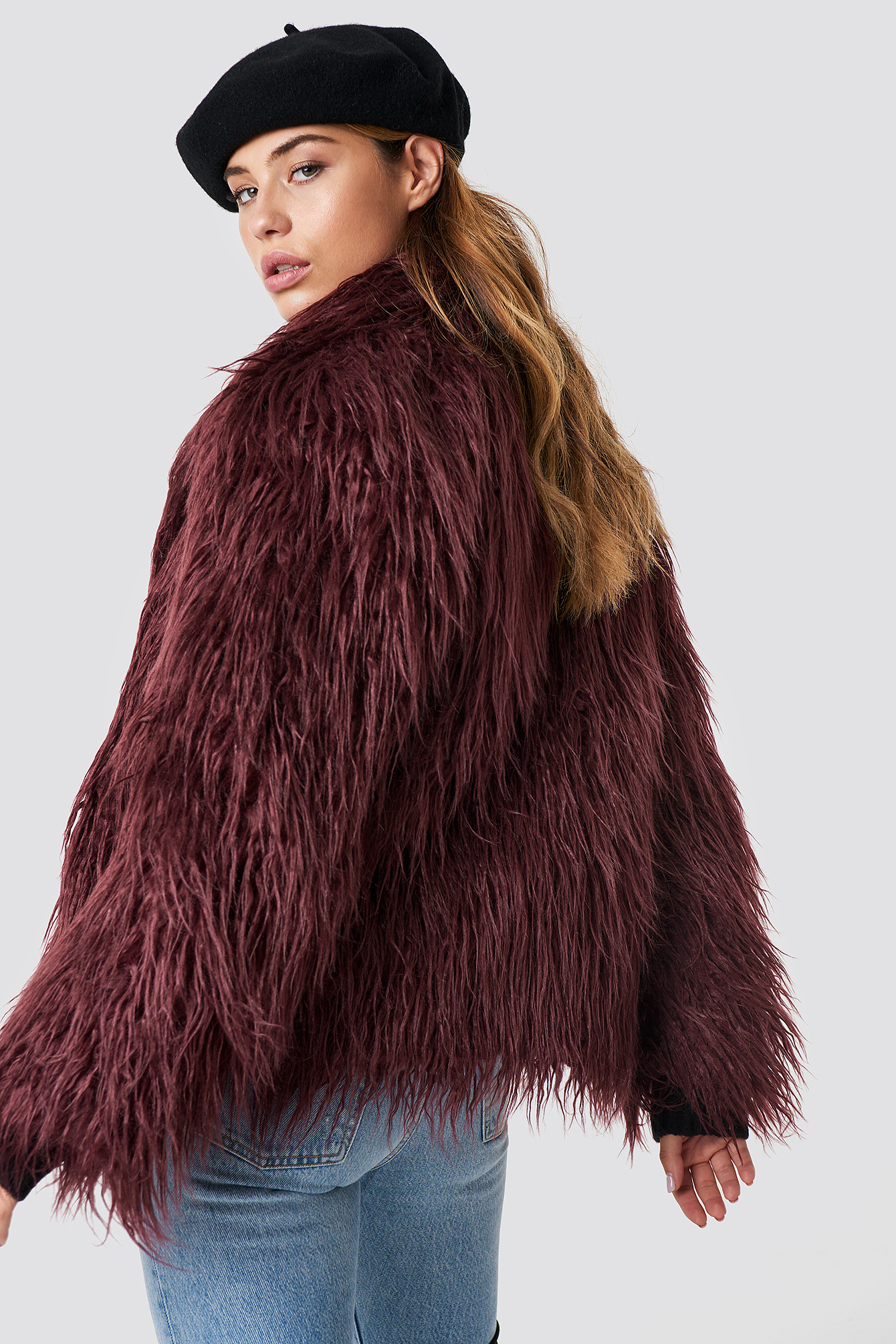 puffy faux fur jacket