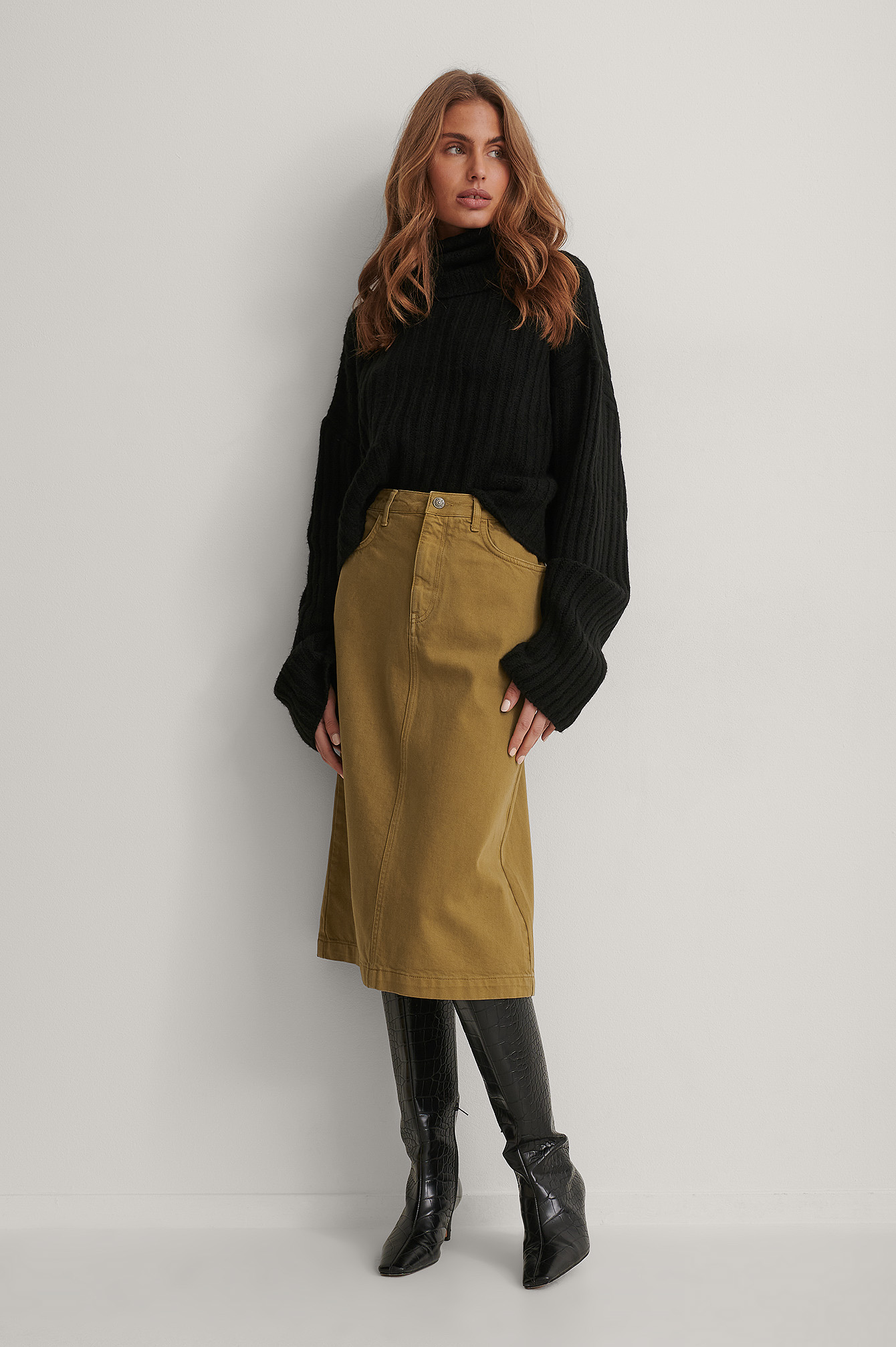 brown denim skirt