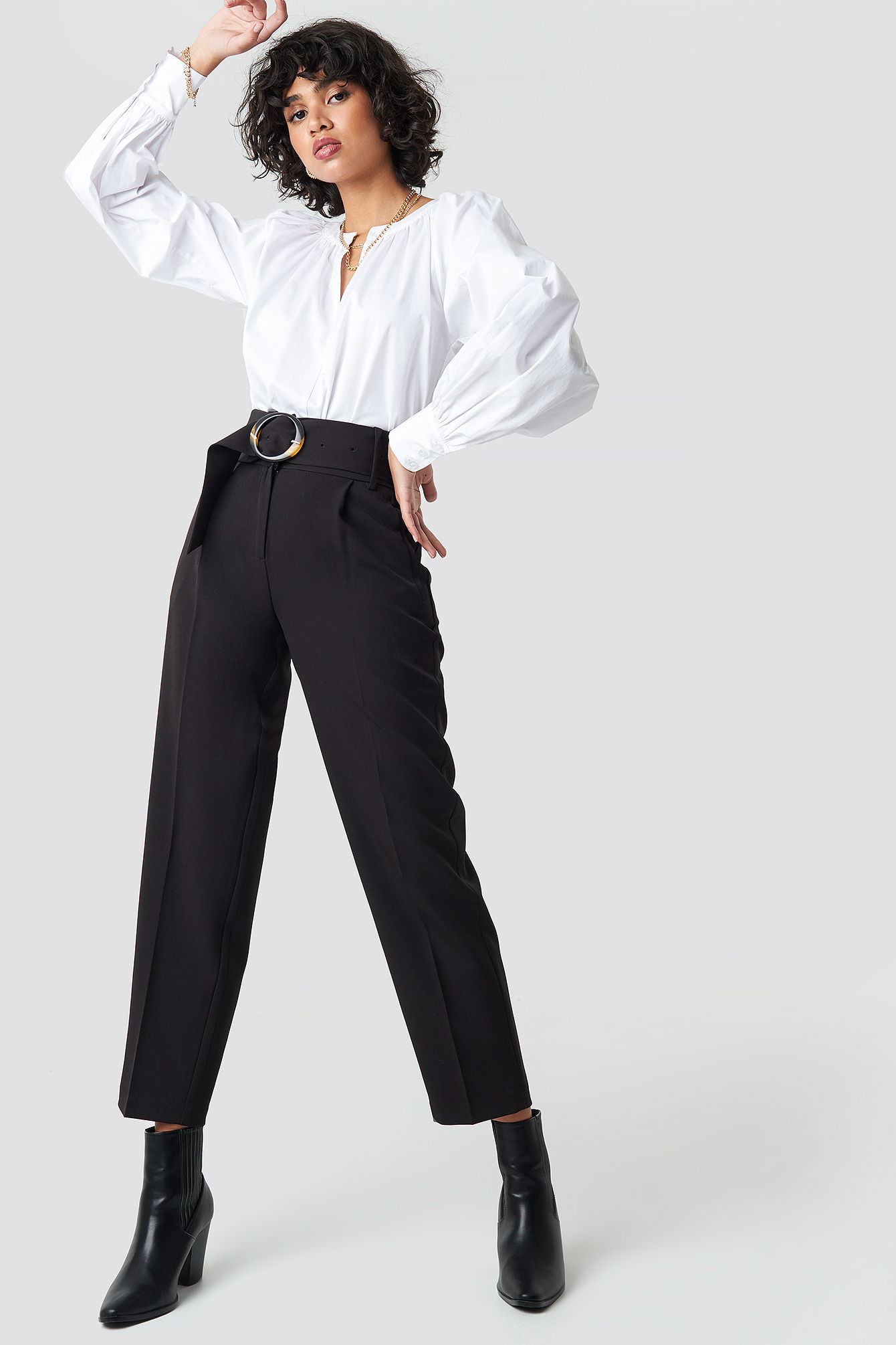 Asymmetric Belted Suit Pants Black | na-kdlounge.com