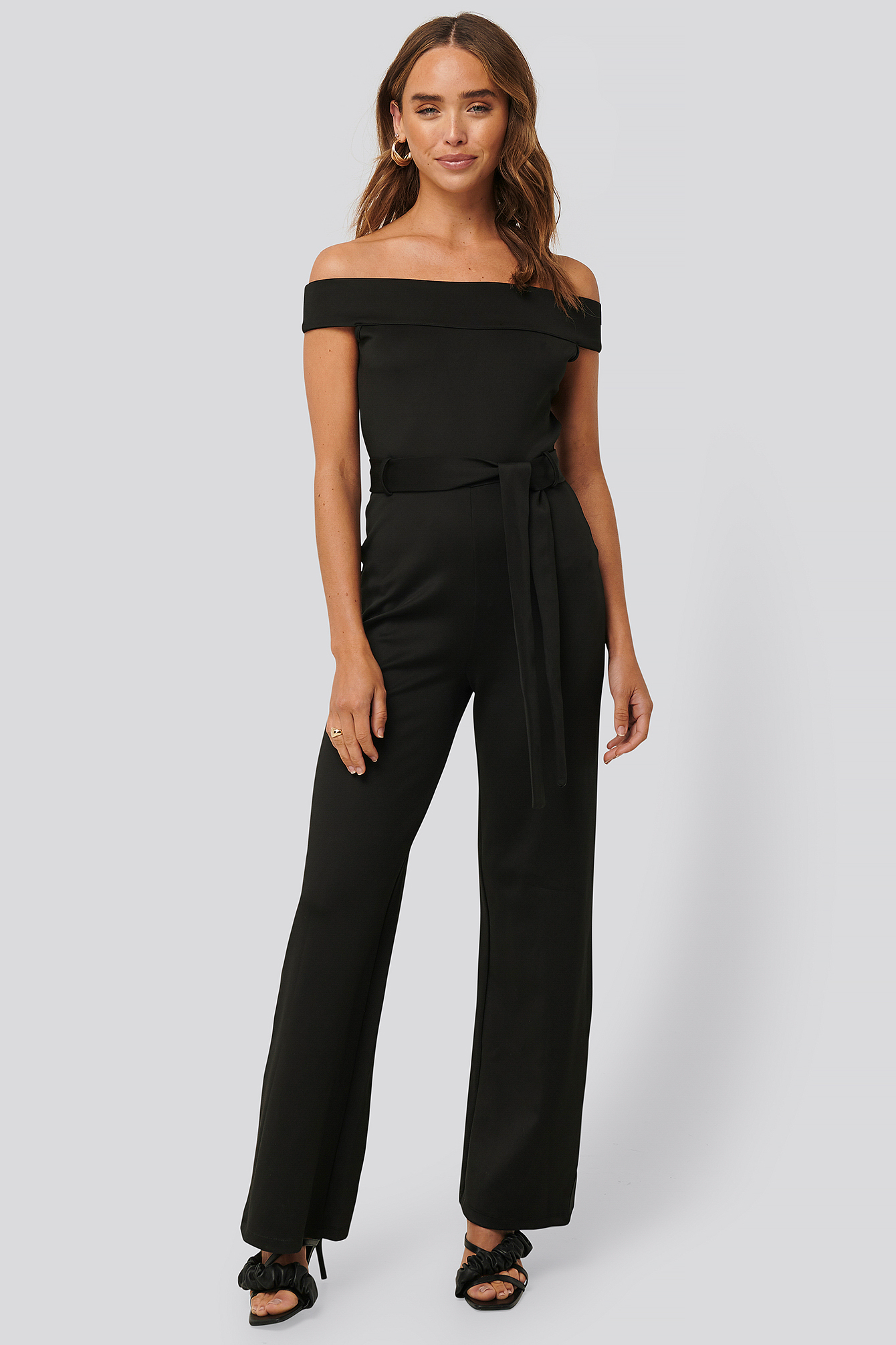 Boat Neck Jersey Jumpsuit Black | na-kdlounge.com