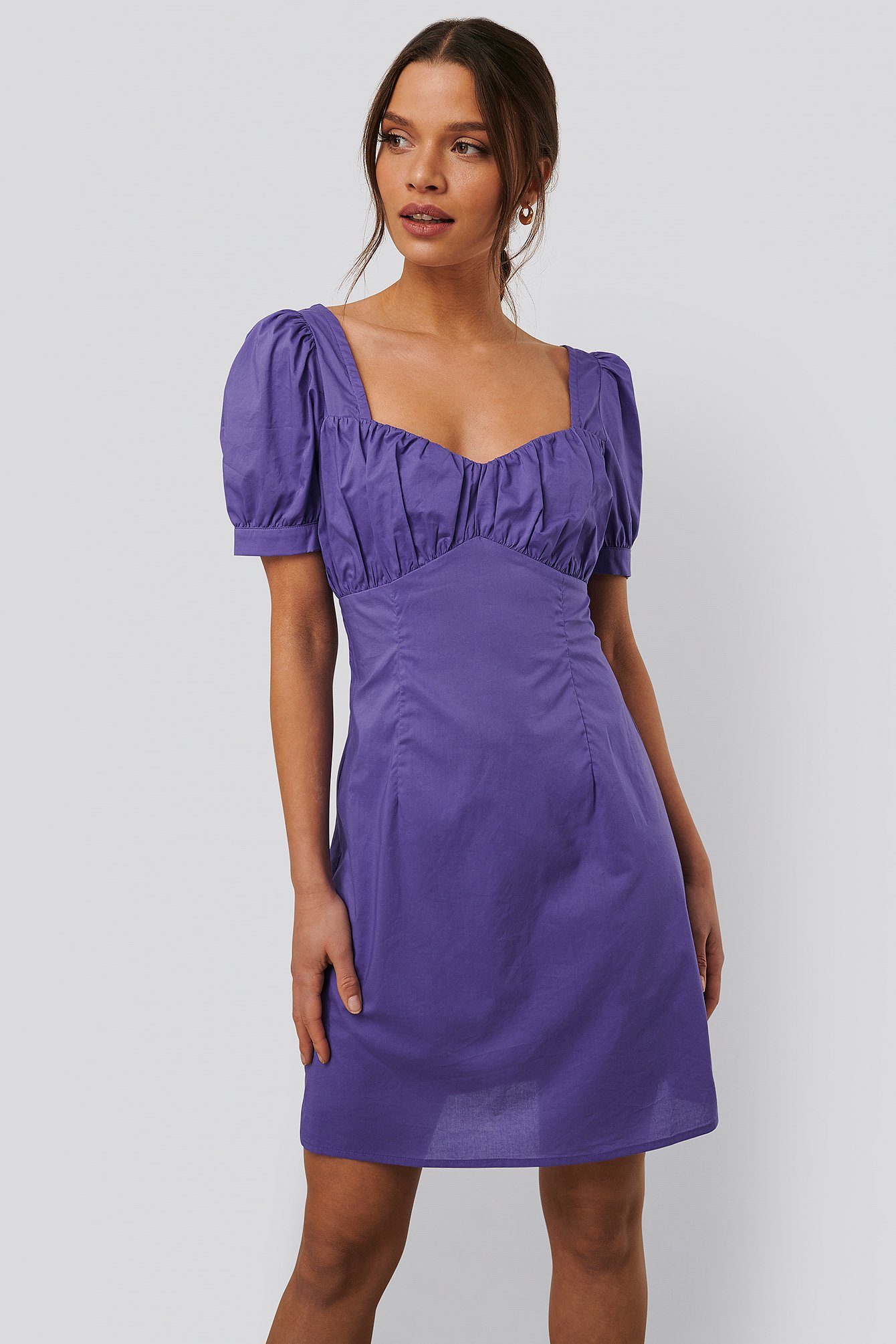 purple floral pleated mini shirt dress