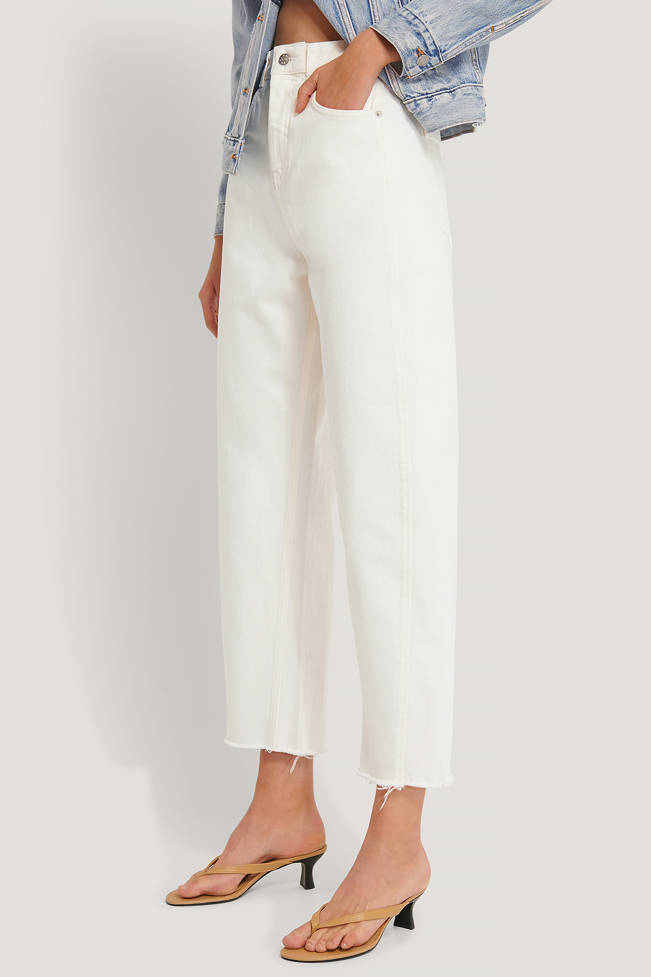 High Waist Barrel Leg Jeans White | na-kdlounge.com