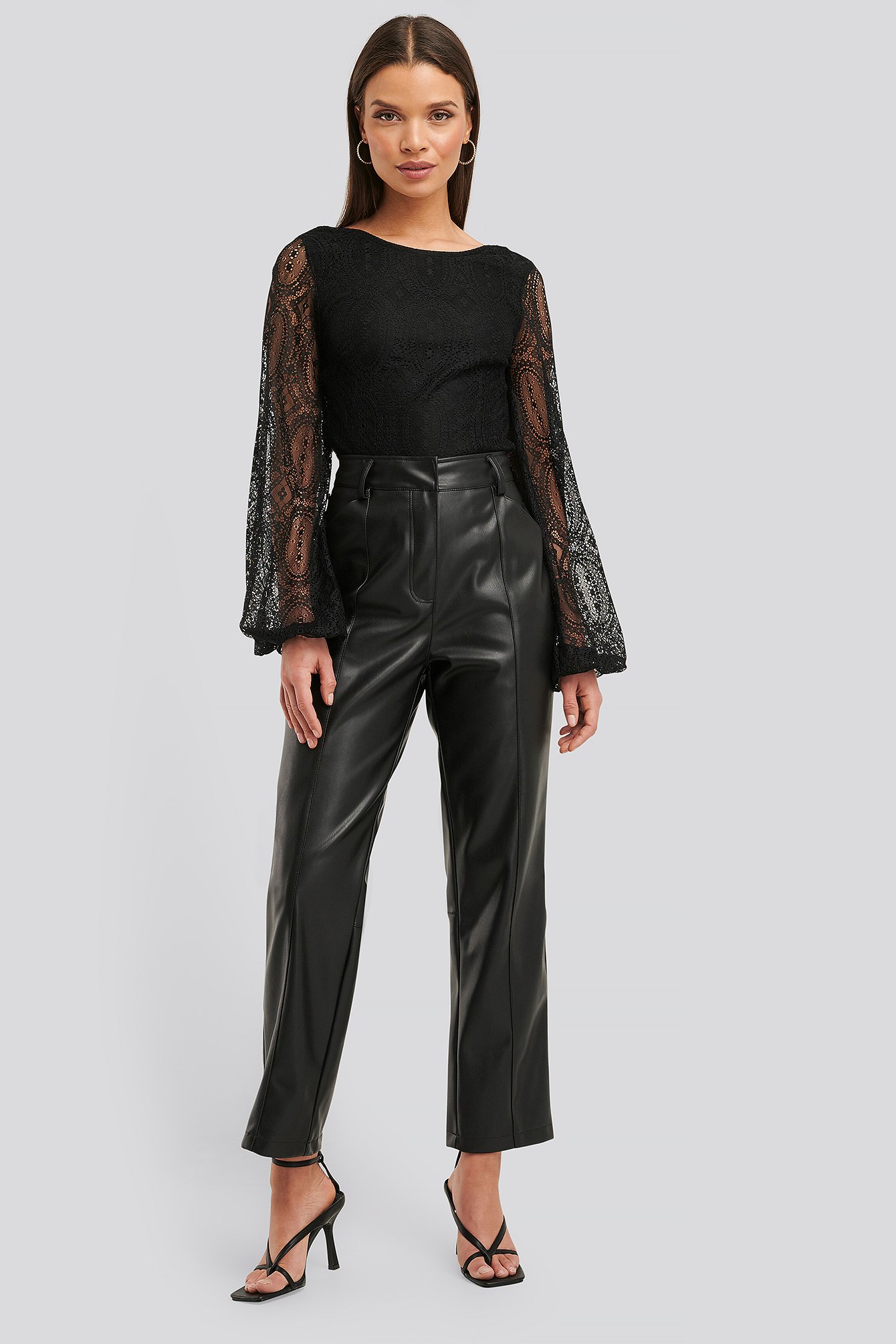 Lace Balloon Sleeve Blouse Black | na-kdlounge.com