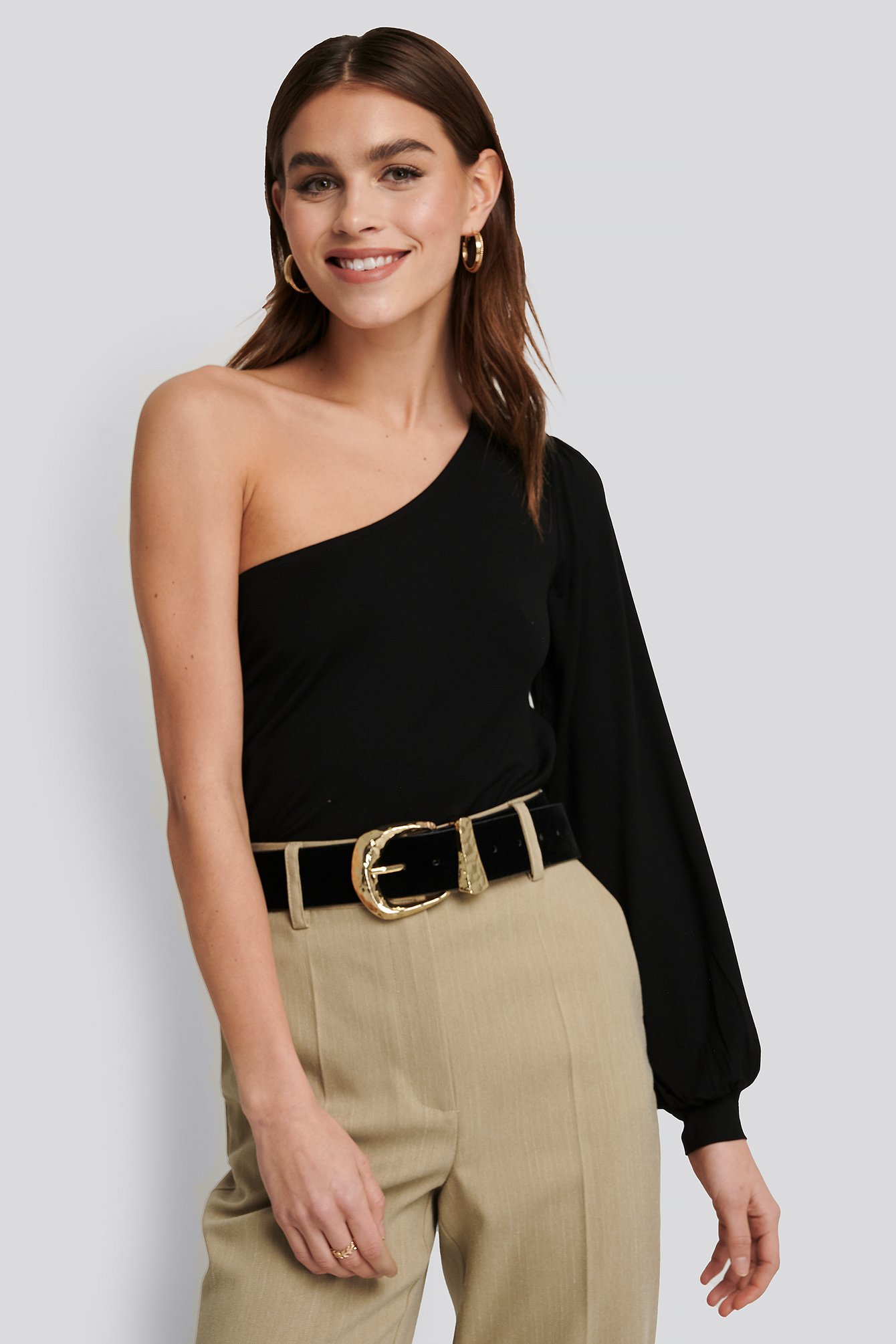 off shoulder top with balloon sleeve