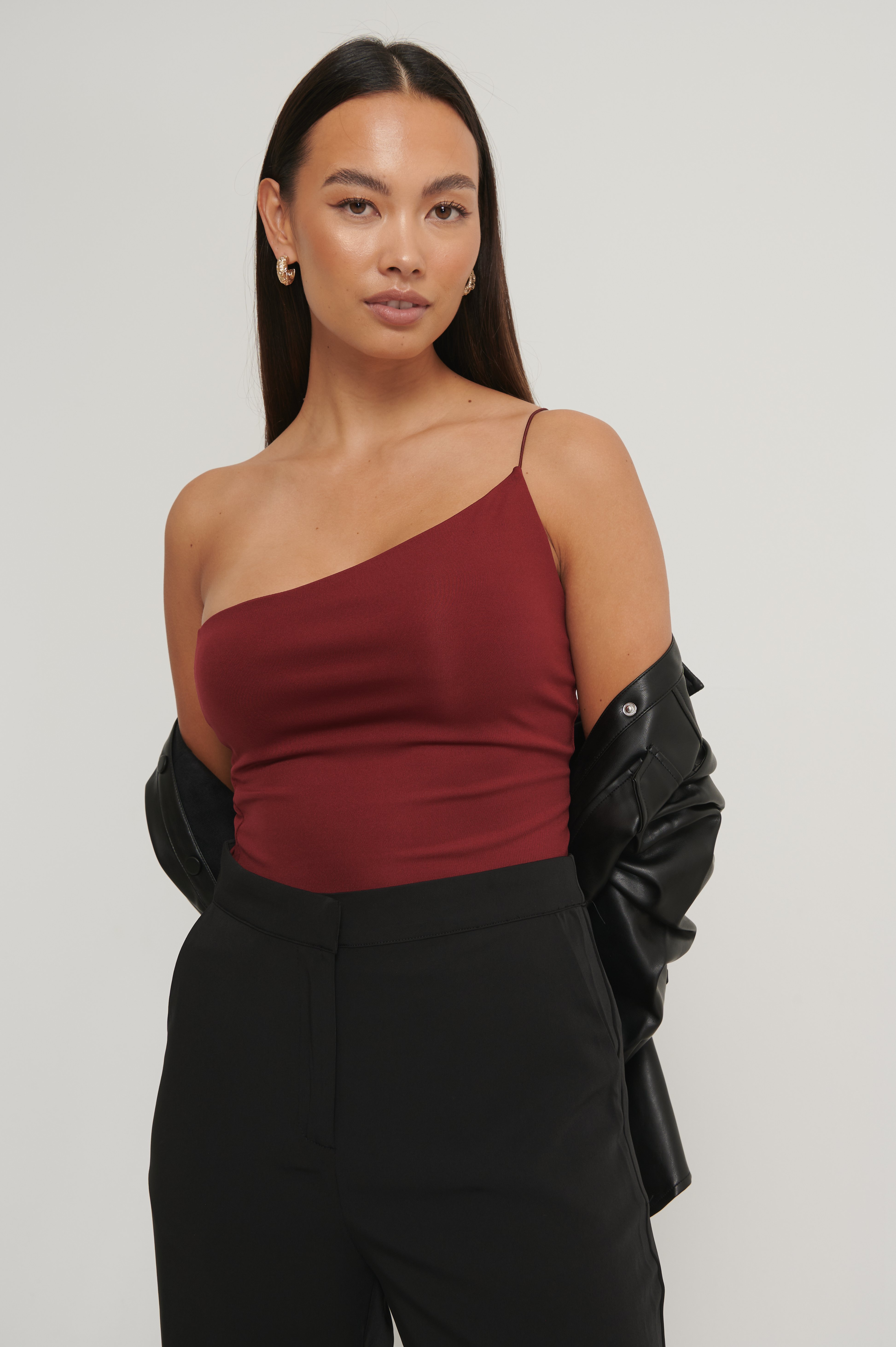 one shoulder spaghetti strap top