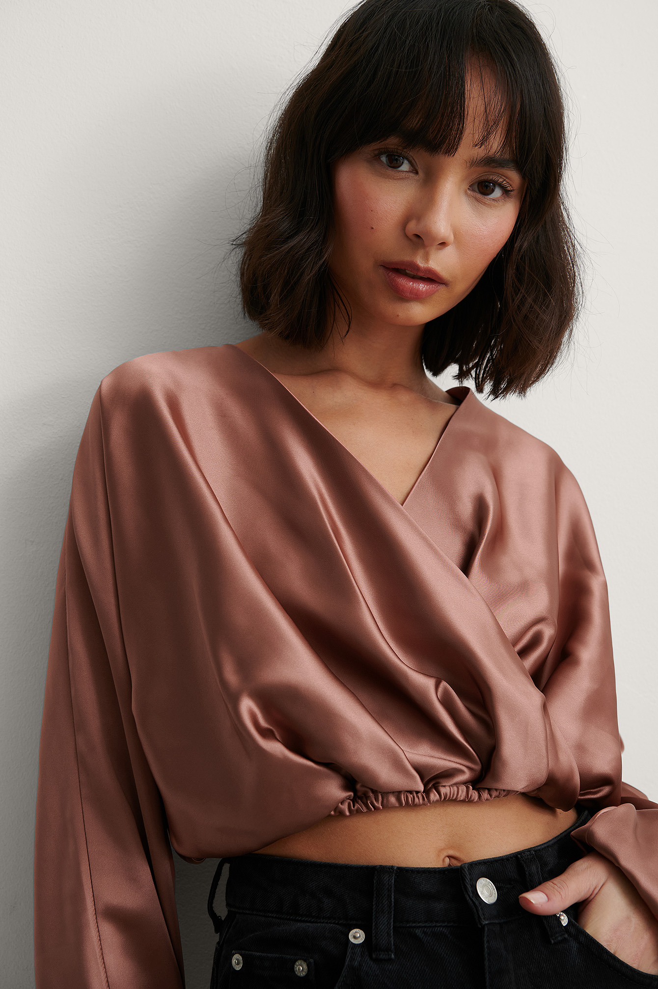 rose satin blouse