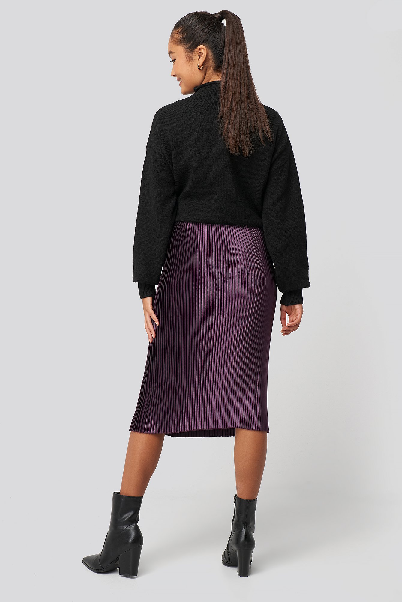 Shiny Pleated Skirt Purple | na-kdlounge.com