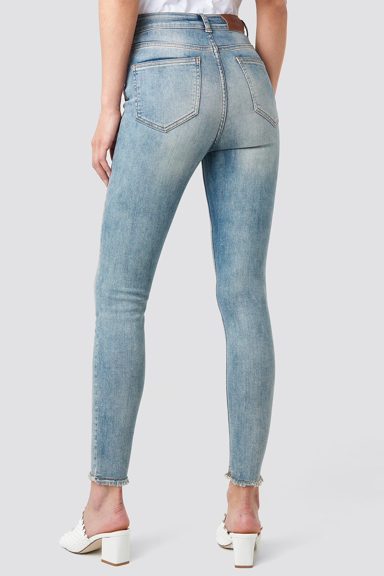 Skinny High Waist Worn Look Jeans Blue | na-kdlounge.com