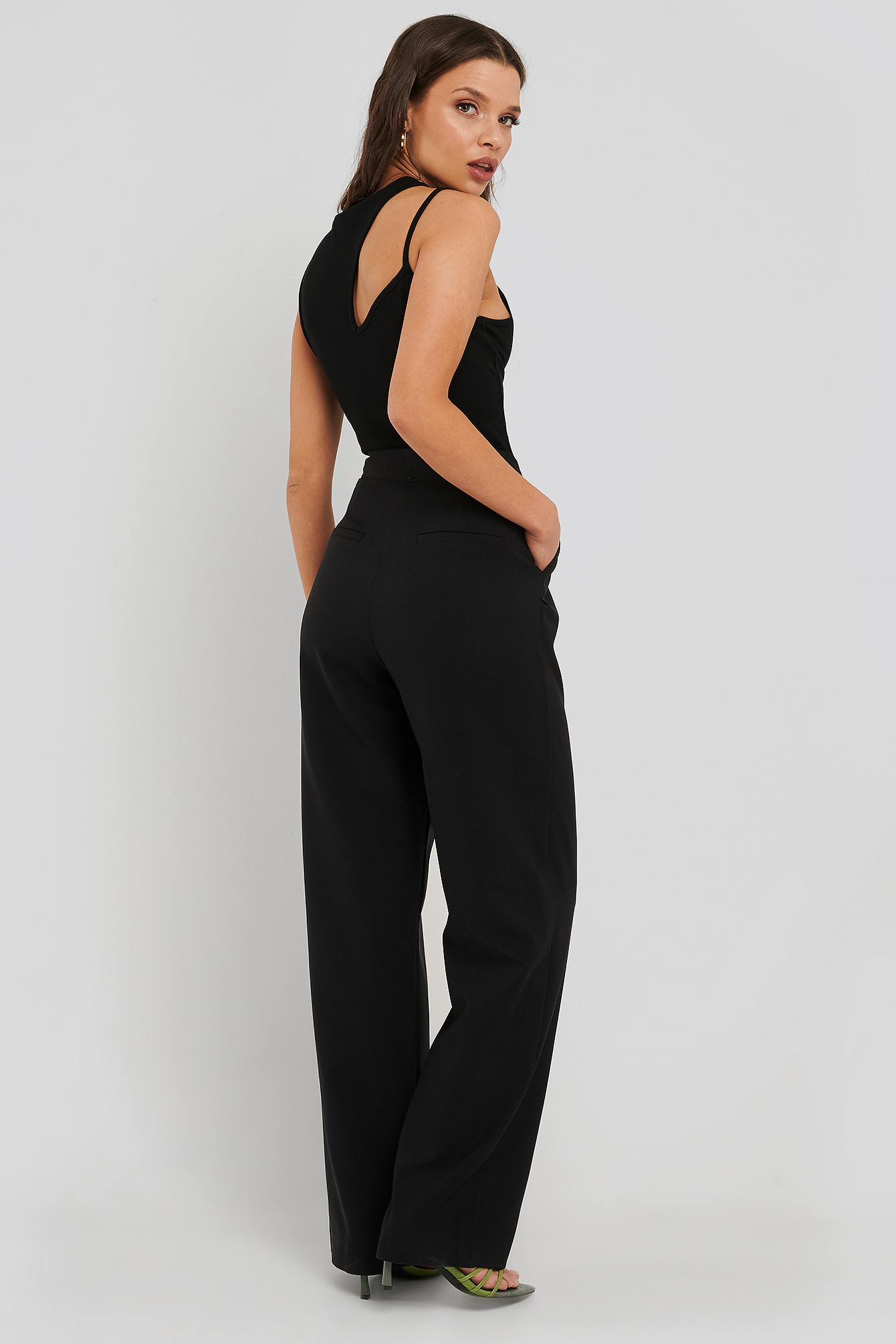 black straight leg pants women's