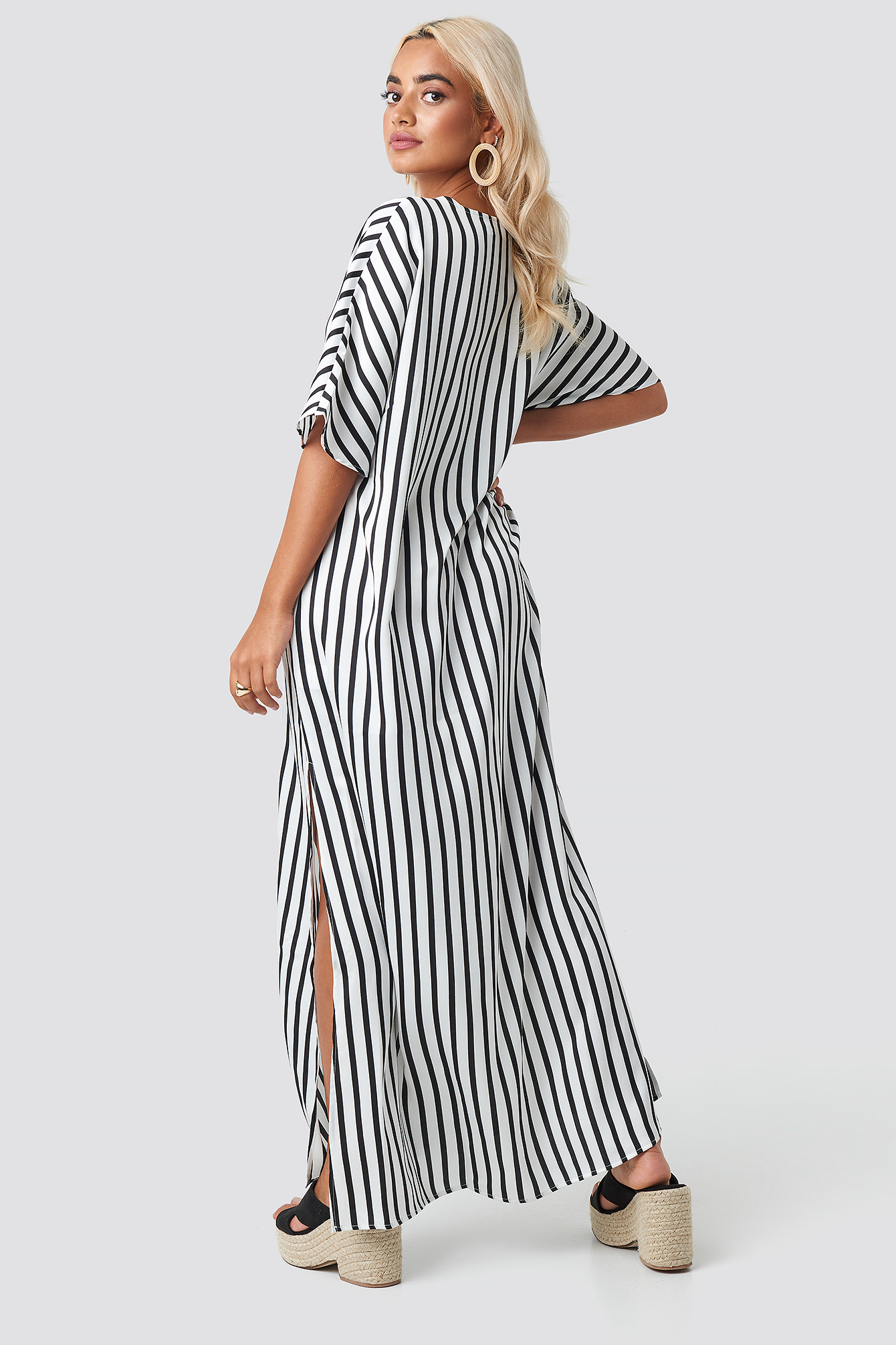 striped v neck dress