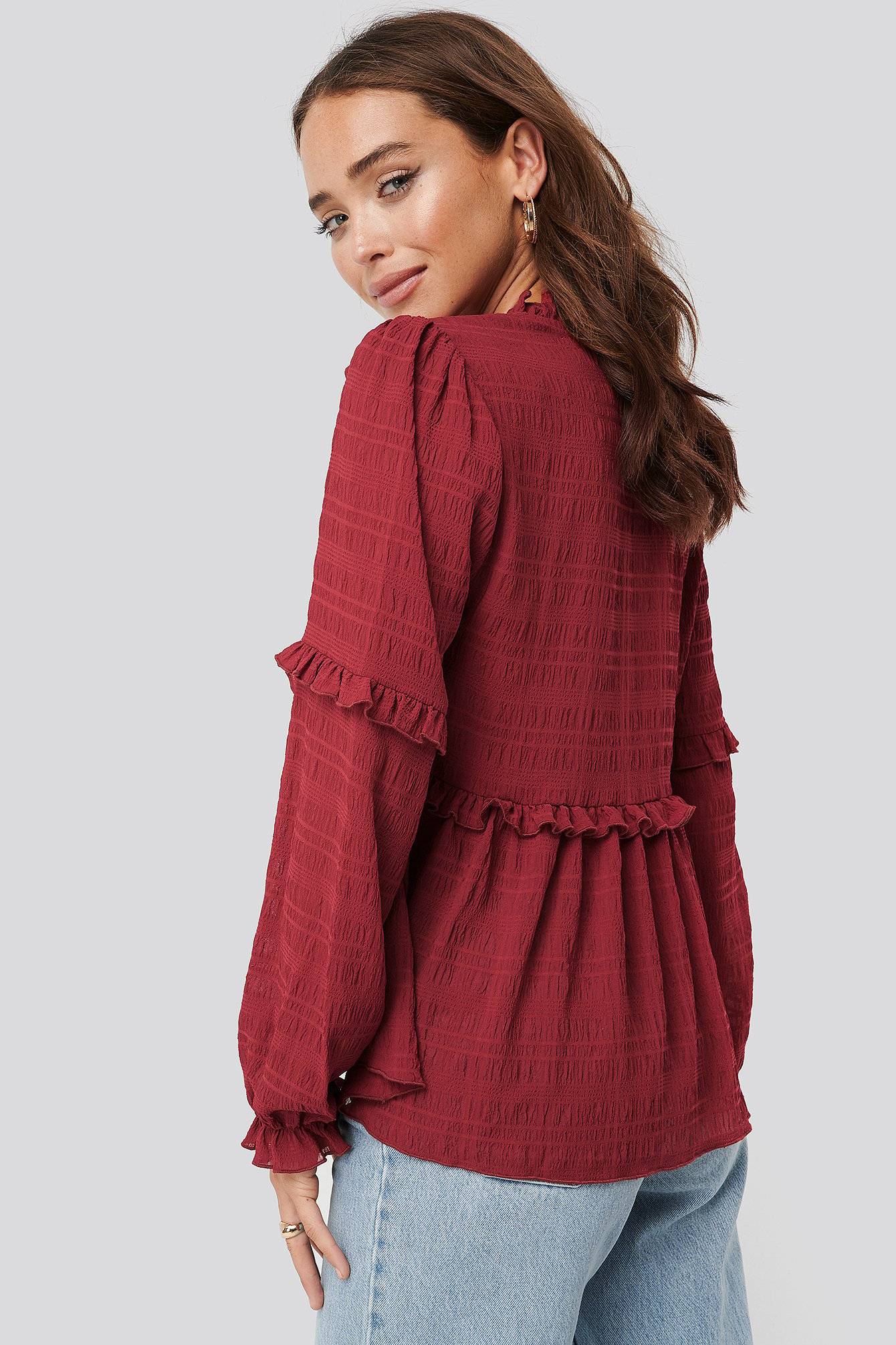 nakd structured frill blouse