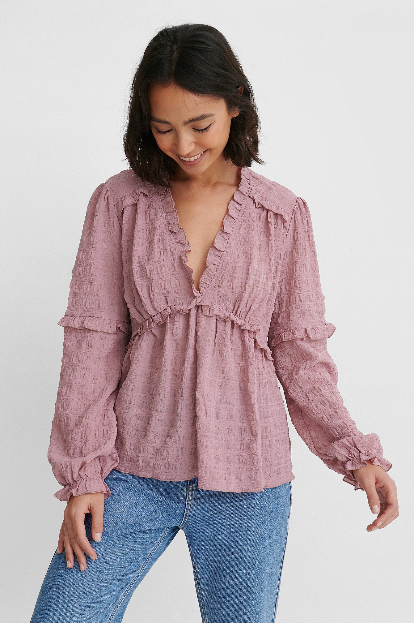 nakd structured frill blouse