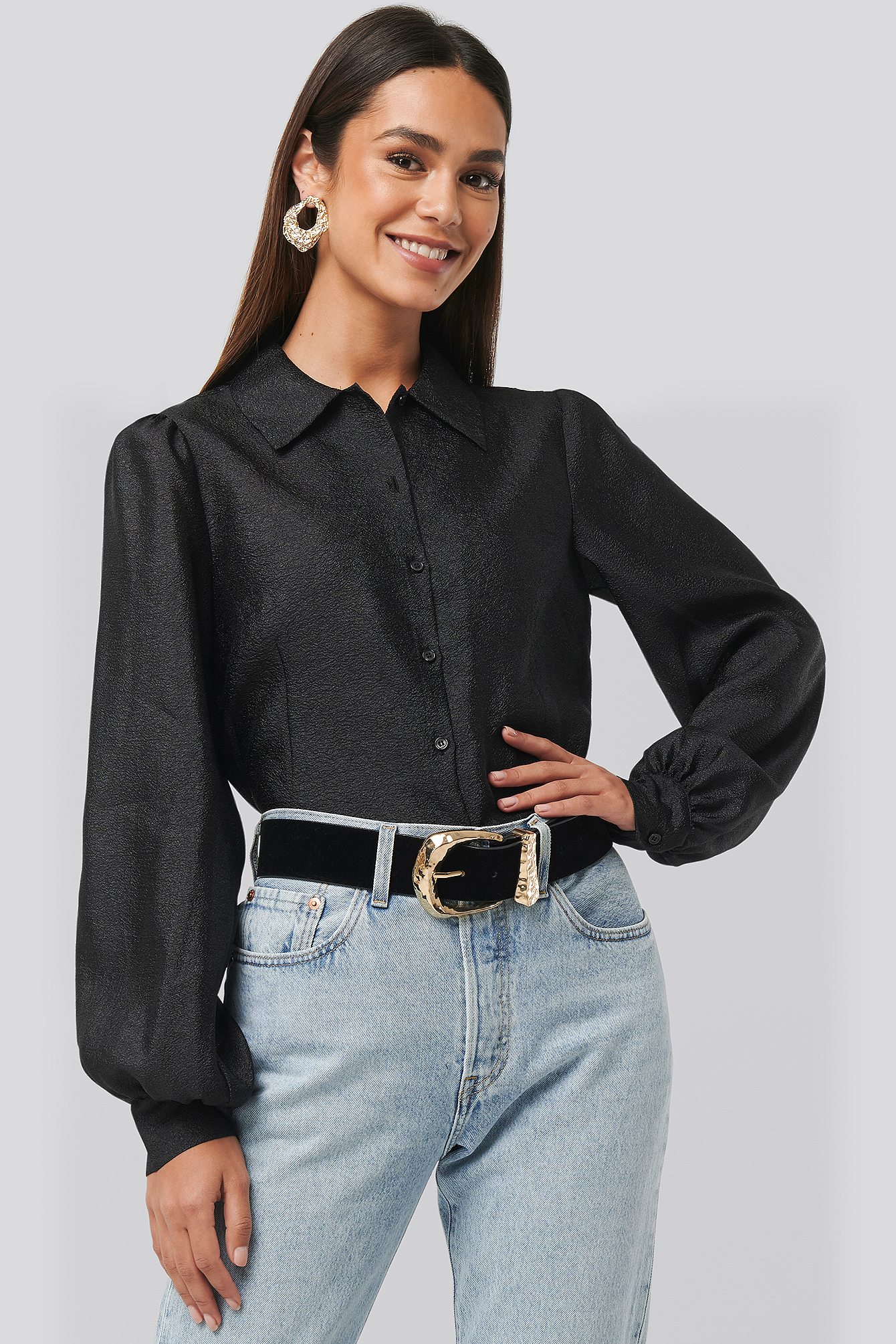 nakd structured frill blouse