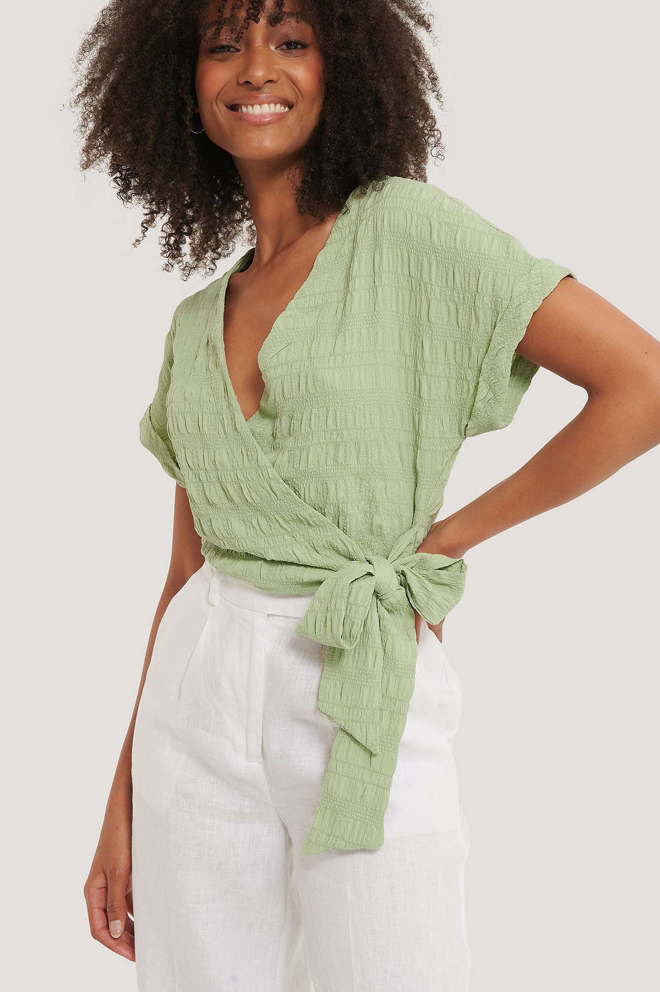 nakd structured frill blouse