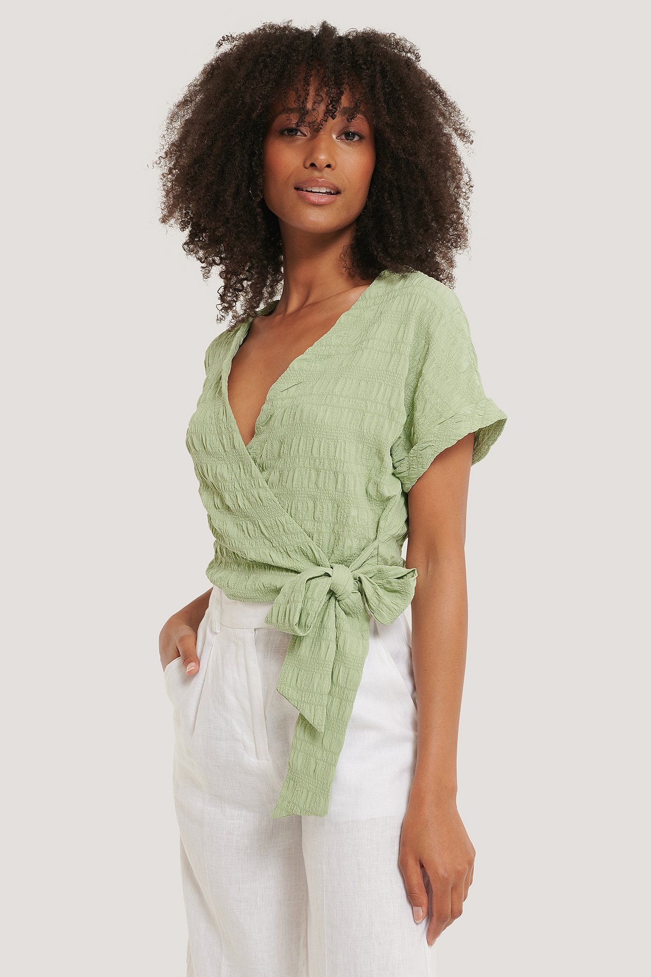 nakd structured frill blouse