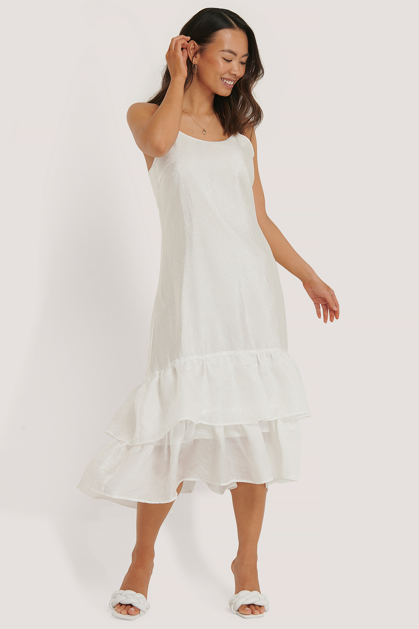 white cotton flowy dress