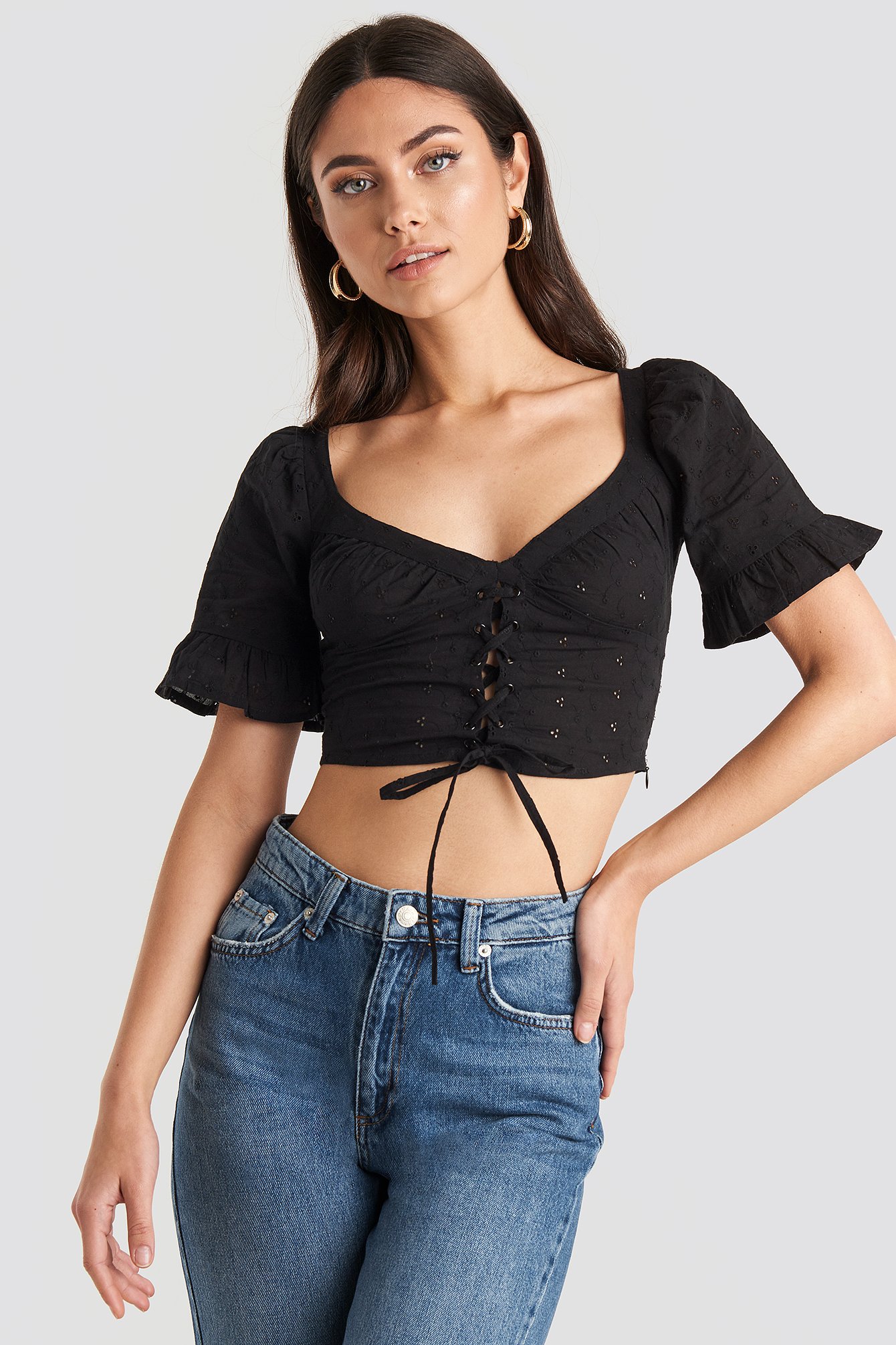 nakd structured frill blouse