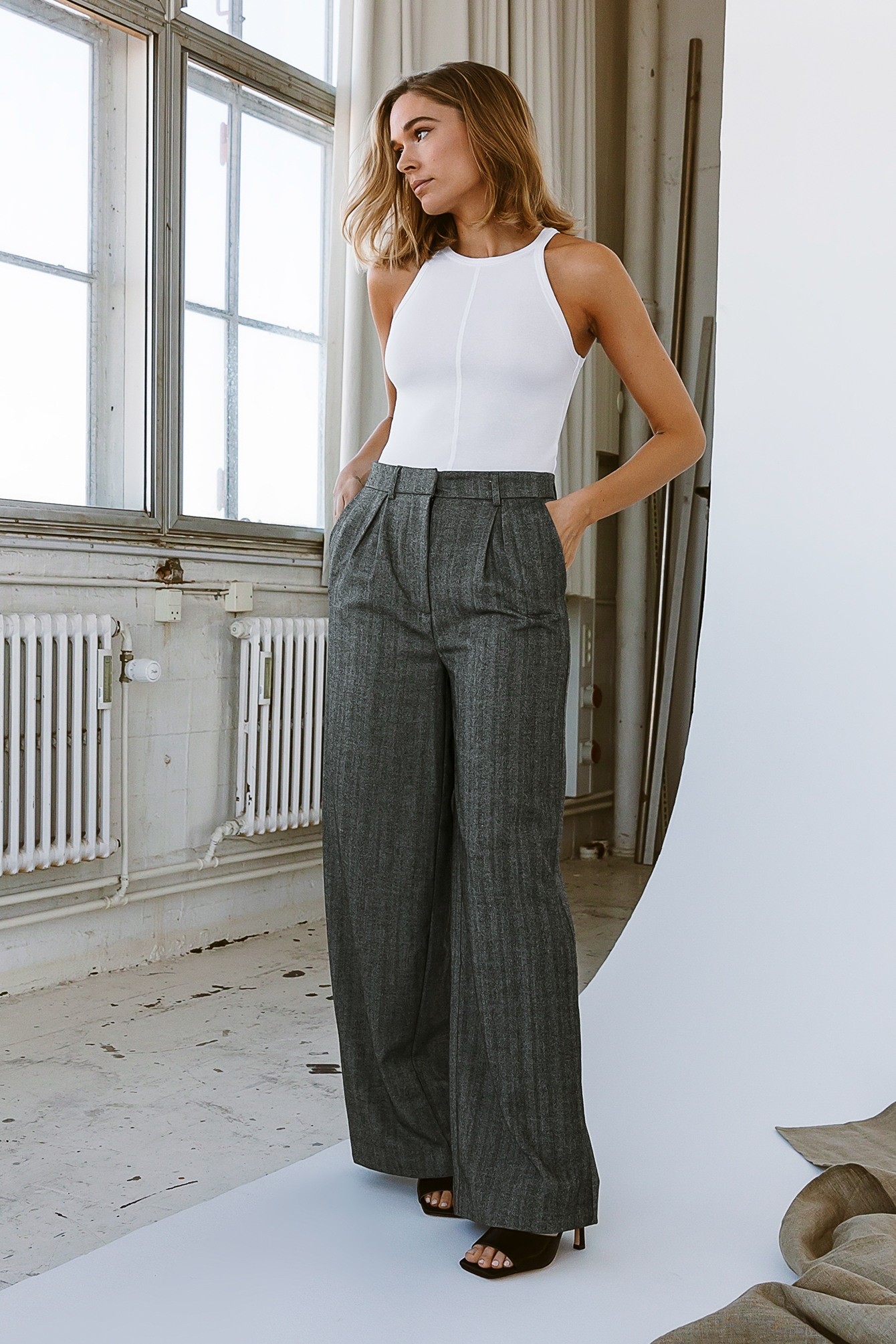 wool wide pants