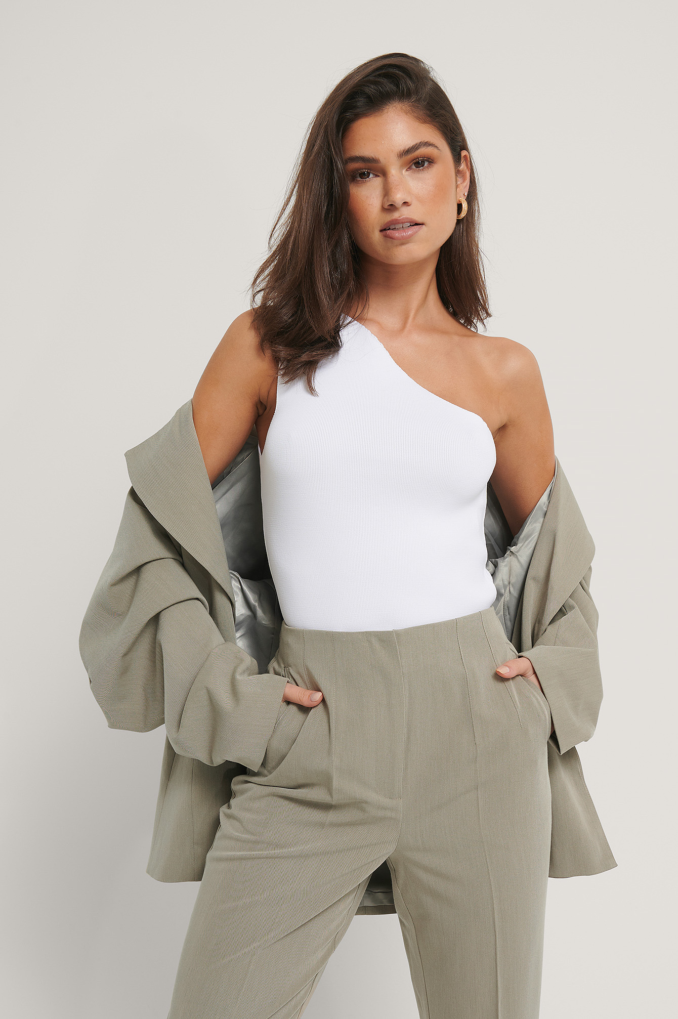 One Shoulder Top Offwhite